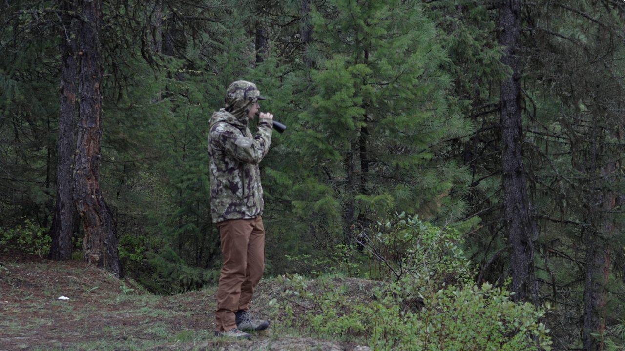 Chase Pearl in the mountains turkey hunting using Slayer's Gobbler Slayer turkey call.