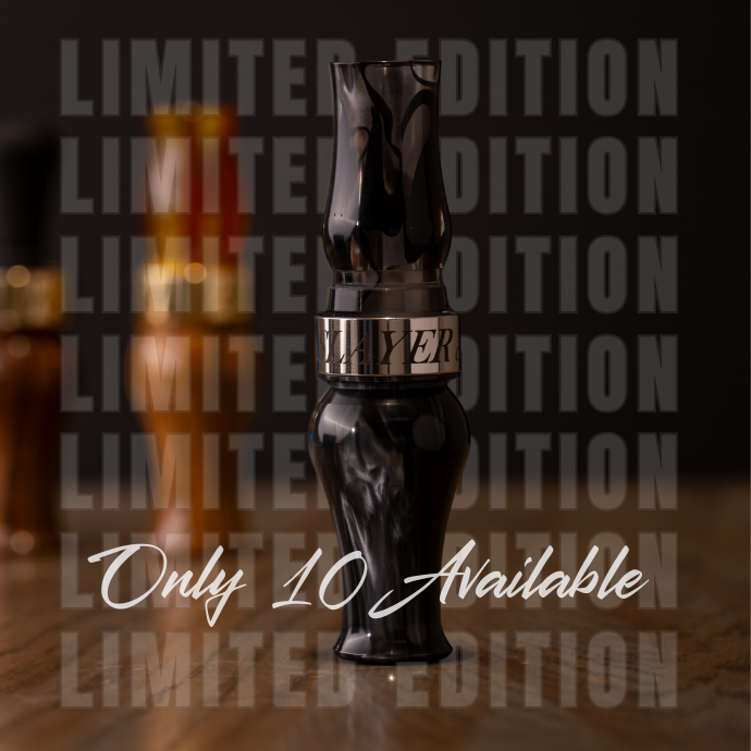Black and silver Goose call with 'Only 10 Available' text on a dark background with 'Limited Edition' text.