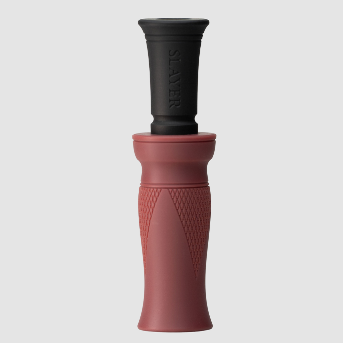 MC duck call in red dirt and black combination on a white background