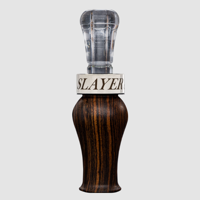 Suzie Slayer duck call from Slayer Calls in beautiful bocote wood with clear acrylic soundboard for top sound quality.