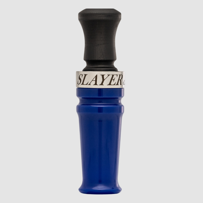 Yolo Bypass Duck Call by Slayer Calls | Hybrid Duck Call with Cutdown Sound | Straight Frame Design - shown in polished blue acrylic