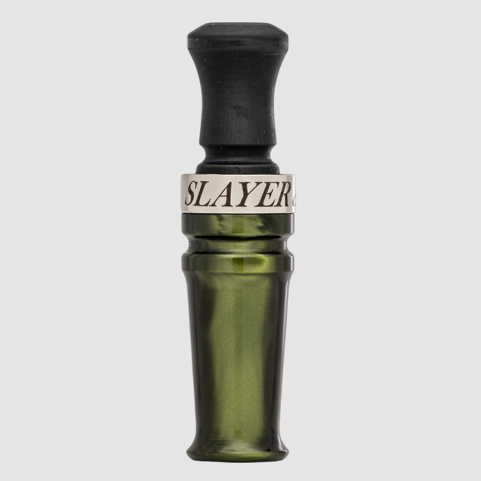 Yolo Bypass Duck Call by Slayer Calls | Hybrid Duck Call with Cutdown Sound | Straight Frame Design - shown in polished green ghost acrylic