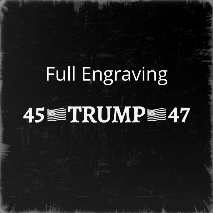 Close up of the engraving for the Yolo Bypass, Trump 47 Edition, Duck Call