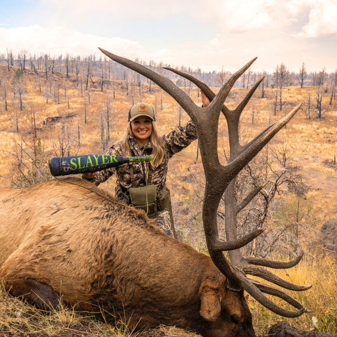 Hunter with bull down using Slayer ArchAngel acrylic bugle tube