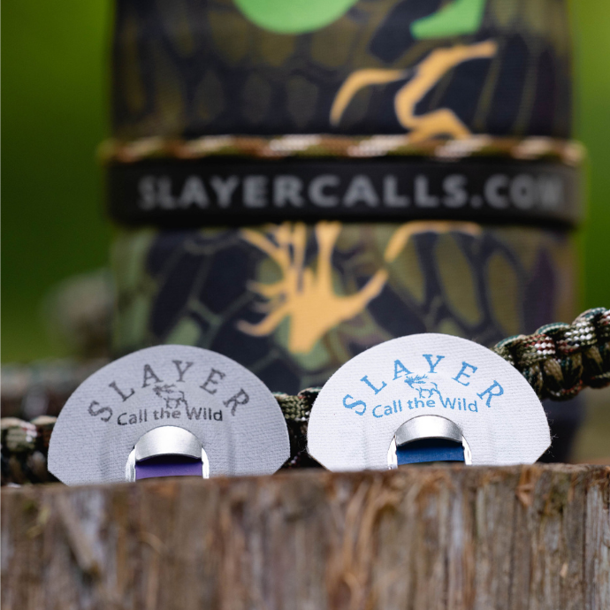 Close up of the Cody McCarthy Signature Series with ArchAngel bugle tube in Kodiak Venom with two Clearwater elk reeds