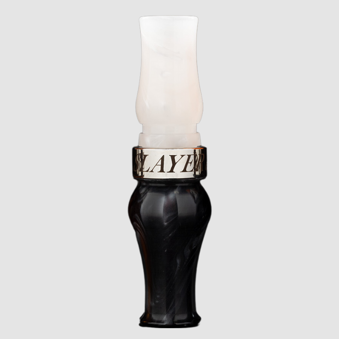 Honker Slayer goose call in black and white pearl acrylic