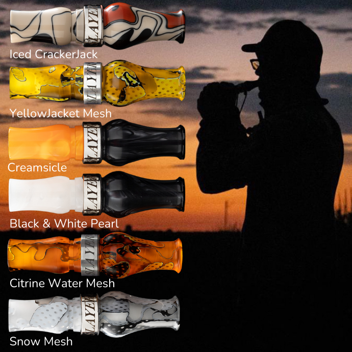 Slayer Calls Honker call line up - every color of this goose call is featured, personalize to make it your own