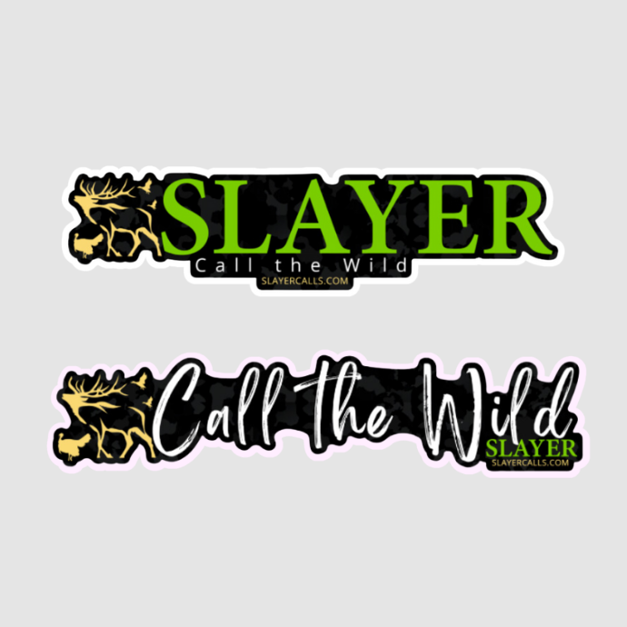 Slayer Calls | Call the Wild Sticker is great for your rig or for personalizing any large item, from cases to coolers. Two options: SLAYER, Call the Wild and CALL THE WILD, Slayer.