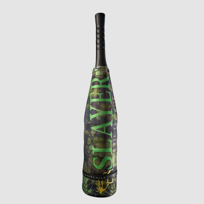 The Swagger Bugle Tube by Slayer Calls — lightweight, high-volume elk call with Kryptek camo cover, designed for aggressive bugles and realistic elk vocalizations