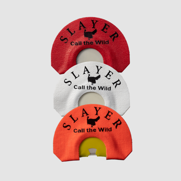 Slayer turkey diaphragm calls—Straight Double, Center Cut Triple, and Split Triple, Slayer's best selling Spring Training Turkey Call Kit