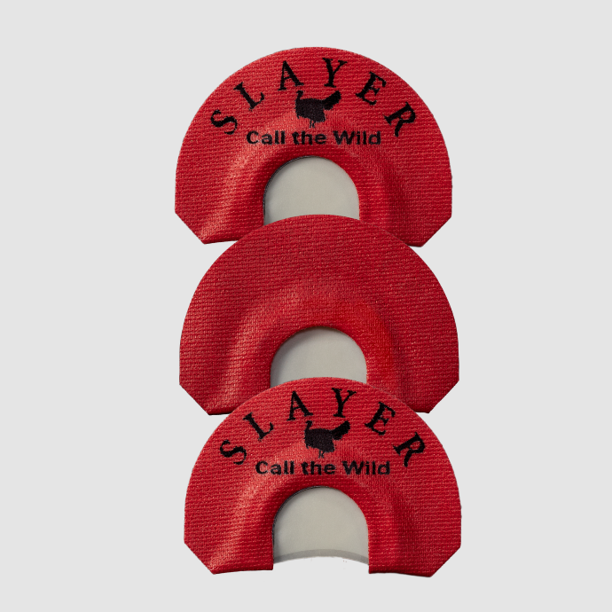 Straight Double Turkey Calls from Slayer Calls, 3-Pack turkey mouth calls on a white background