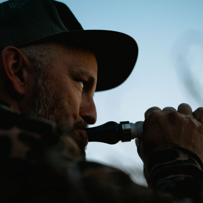 Slayer's Honker Goose Call in Snow Mesh Acrylic featured with the Ranger Slayer Duck Call in Blue Wing Mesh