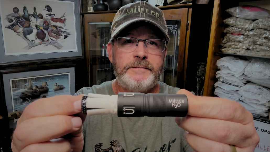 Jimmy Müller holding the new ATC single reed duck call