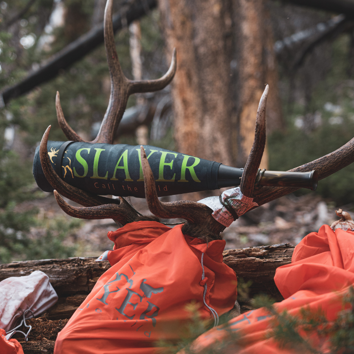 Elk game bags by Slayer Calls shown packaged on black background