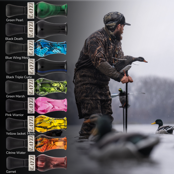 DUBAR Duck Call | No Stick | Mallard Call | Double Reed & Single Reed | Blue Wing Mesh