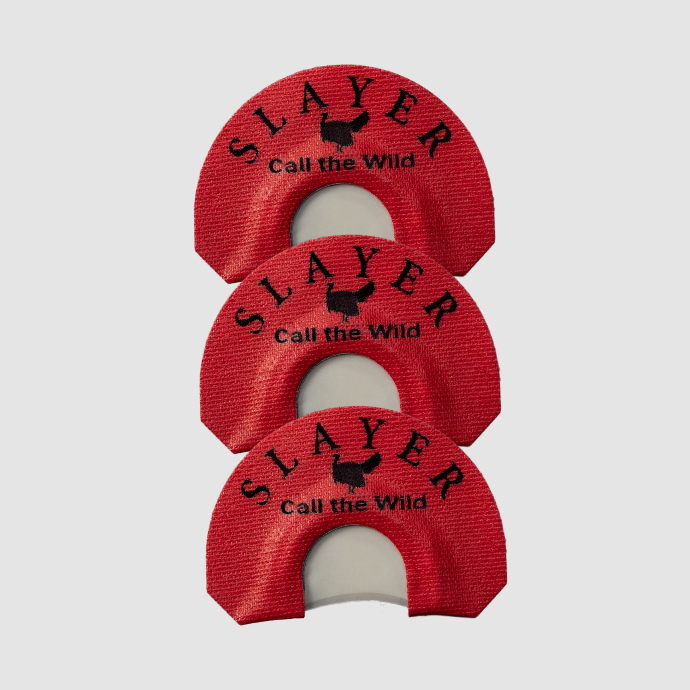 Straight Double Turkey Calls from Slayer Calls, 3-Pack turkey mouth calls on a white background
