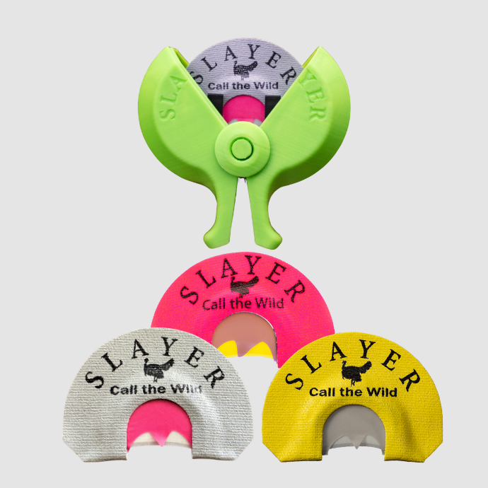 3 turkey mouth calls with 'SLAYER Call the Wild' branding on a light gray background.