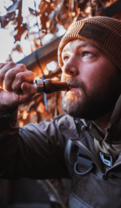 Matt Carey in the blind with the Suzie Slayer duck call