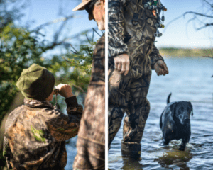 Slayer CEO teaching grandson how to use Slayer Duck Call on Idaho river