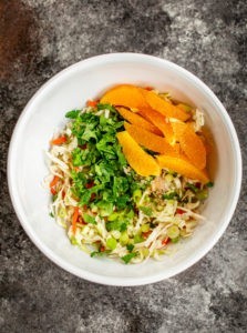 Orange and cabbage slaw for duck tacos