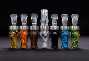 Slayer's calls: custom duck and goose calls lined up