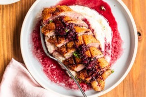 Pan seared duck breast with blackberry bourbon sauce - ready to eat!