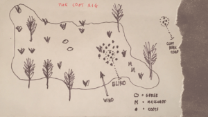 The Coot Rig decoy spread - drawing