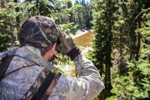 Hunter looking for elk in Oregon wilderness