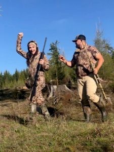 Cody and wife, Bre celebrate their day of hunting