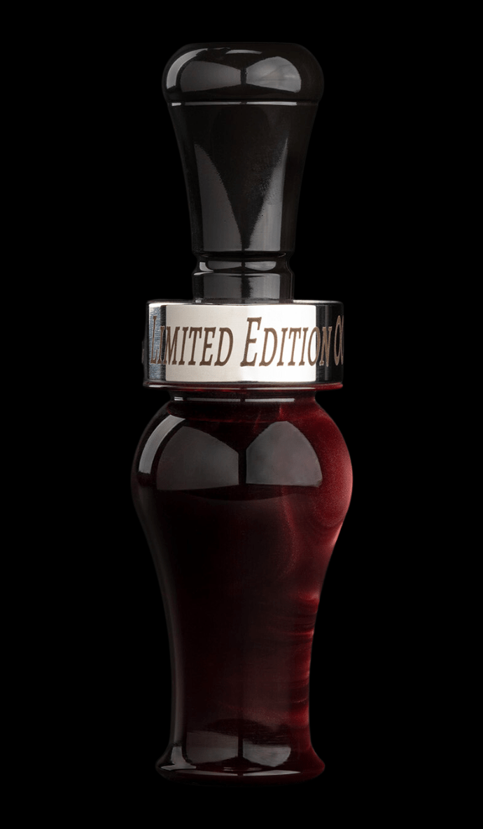 Slayer's limited edition Ranger duck call featured with a garnet barrel and black insert - a very loud collector's duck call